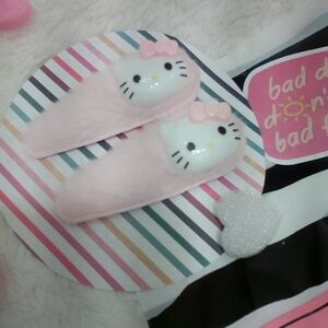 Hello Kitty Furry Hair Barrette Set | 2-Piece Cute Kawaii Hair Clips | Sanrio
